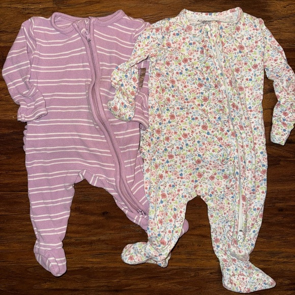Angel Dear Purple Striped and Floral Kids Footies Bundle - Picture 1 of 1